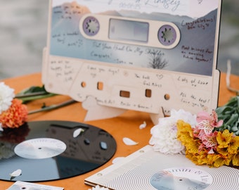 Cassette Wedding Guest Book: 70s Disco Music Decor, Alternative Guestbook Sign