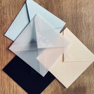 Wedding Coaster Envelopes: Ivory, Blue, Black, White (4.7x4.7&quot;)