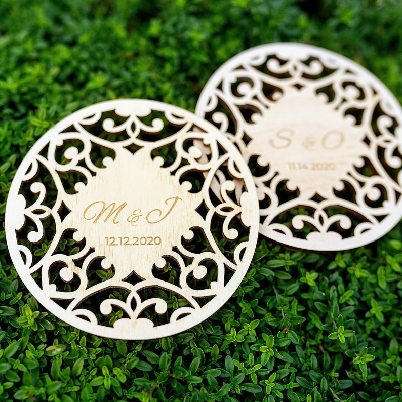 Wedding Favors for Guests in Bulk, Personalized Coasters, Custom Wood Coasters, Wedding Party Favors, Islamic Wedding Favors Natural wood