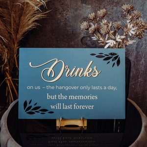 Custom Wedding Bar Sign: Engraved Baltic Birch, Open Bar Decor