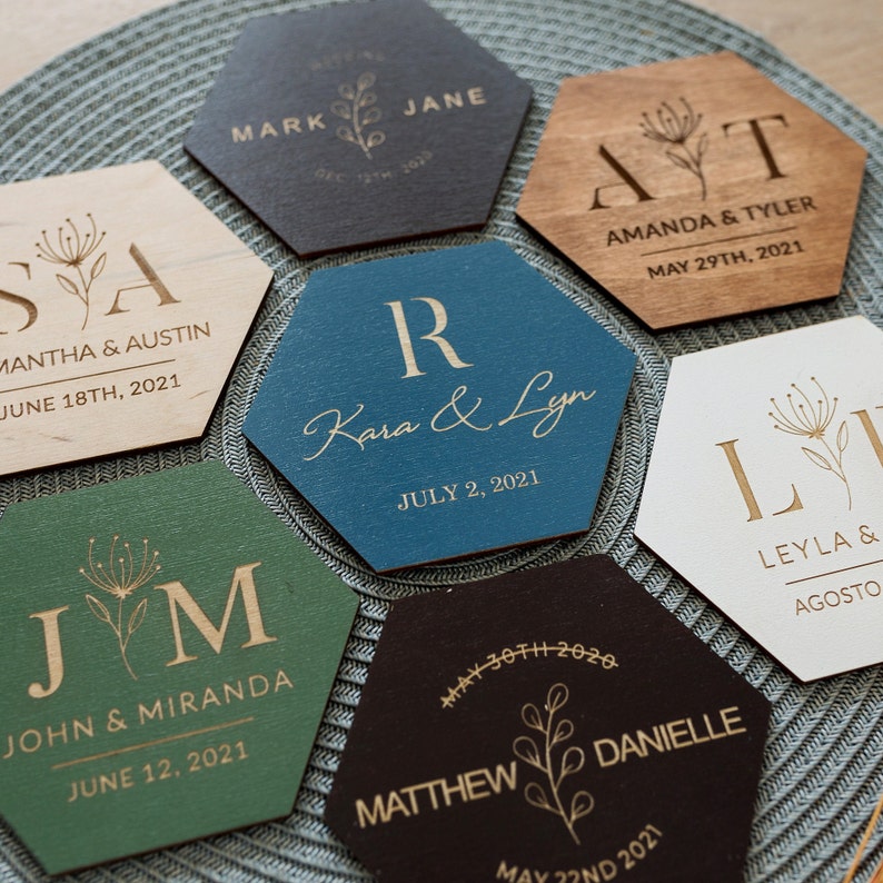 Wedding Favors for Guests in Bulk Rustic Wedding Favors Laser Cut Drink Coasters Favors for Wedding Personalized Coasters Set image 10