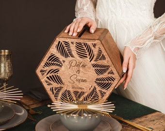 Boîte pour cartes de mariage, Boîte pour cartes de voeux pour fête d'anniversaire, Boîte pour cartes en bois personnalisée pour les 16 ans, Boîte pour cartes de Quinceanera personnalisée, Tirelire