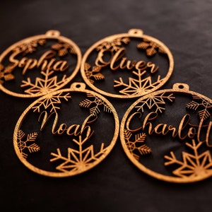 Custom Name Holiday Décor Christmas Tree Ornaments Nordic Holiday Décor Personalized Christmas Ornaments Laser Cut Wood Snowflakes image 6