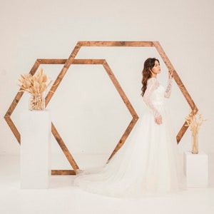 Wedding Arch, Hexagon Shaped Wedding Arch, Wooden Arch Frame Wedding Décor, Re-assembled Wedding Backdrop for Reception Entrance