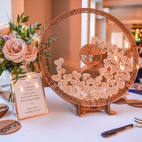 Acrylic Wedding Guest Book Alternative: Drop Box Sign with Hearts, Unique Sign In Idea