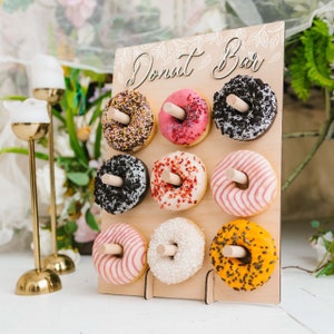 Donut Wall Display Stand for Wedding Party, Custom Doughnut Stand, Donut Mind if I Do Sign, Wedding Donut Wall Stand with Print