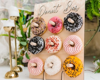 Donut Wall Display Stand voor bruiloftsfeest, Custom Donut Stand, Donut Mind als ik teken, Bruiloft Donut Wall Stand met Print