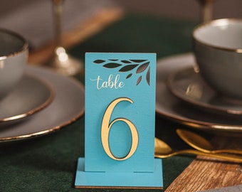 Tischnummern für den Hochzeitsempfang, elegante Tischnummern für den Hochzeitstisch im Freien, Banketttischnummern, Hochzeitsdekor aus Holz