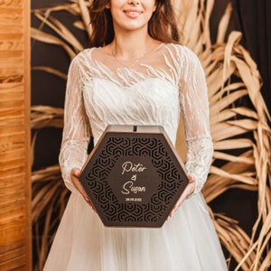 Boîte à Cartes Mariage 22x22cm Blanche - Urne Carton Pour Vœux Et Cadeaux