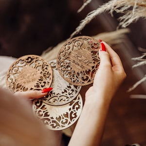 Personalized Wood Coasters: Bulk Wedding Favors, Engraved Keepsake