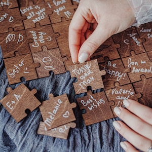 Guest Book Alternative - Jigsaw Puzzle Guest Book - Bridal Shower Guest Book Alternative - Rustic Wedding Décor - Personalized Wedding Gift