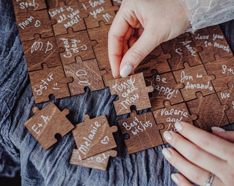 Guest Book Alternative - Jigsaw Puzzle Guest Book - Bridal Shower Guest Book Alternative - Rustic Wedding Décor - Personalized Wedding Gift