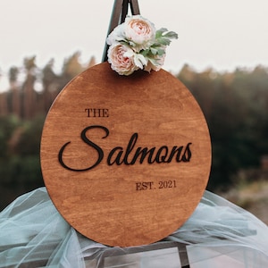 Letrero de madera personalizado para libro de visitas de boda: recuerdo rústico con el nombre de la familia