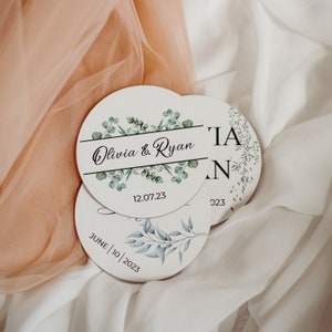 Wedding Coaster Favors for Guests, Bulk Wedding Favors, Personalized Floral Wooden Drink Coasters for Rustic Wedding Shower Favors