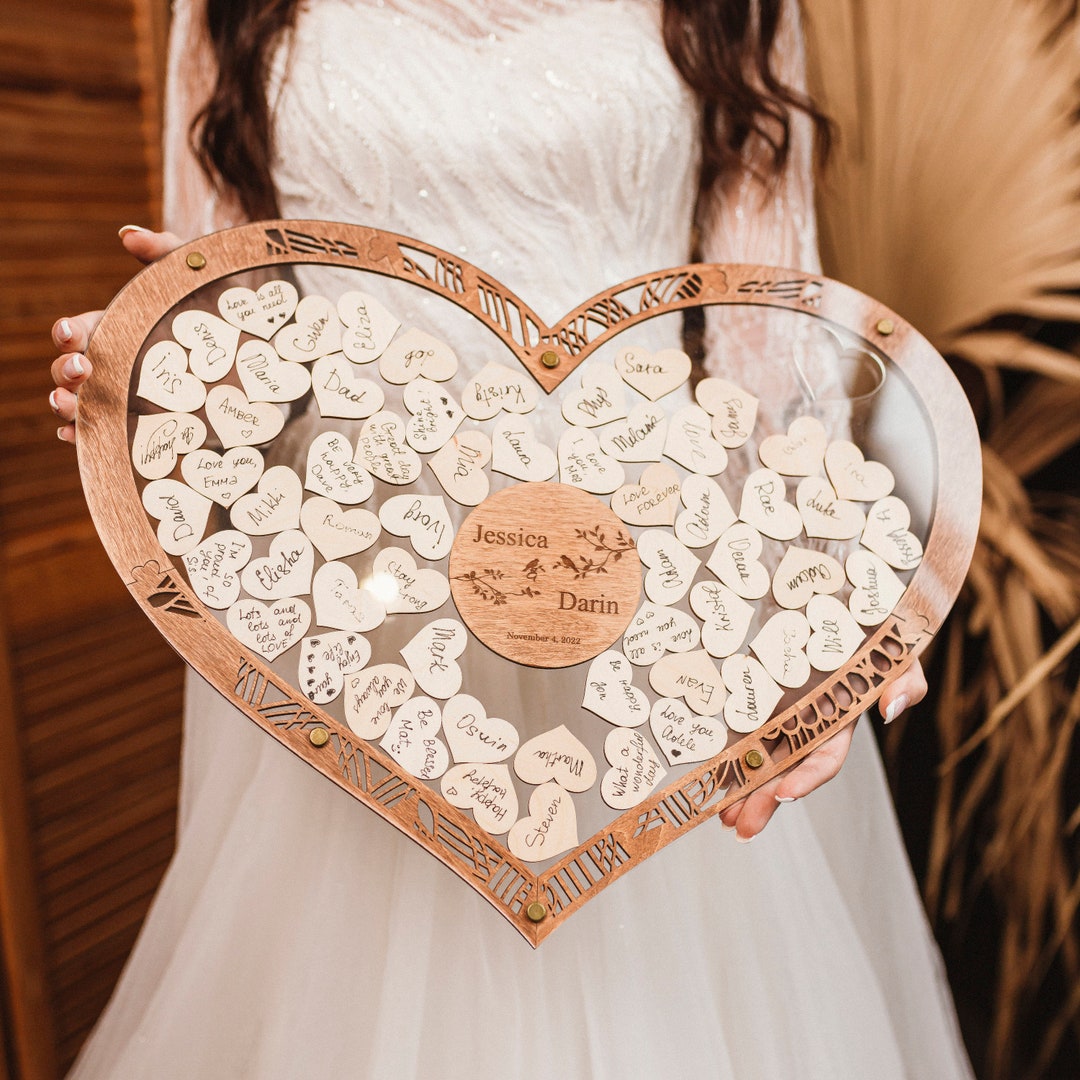 Heart Shaped Drop Box Guest Book With Hearts, Wedding Guest Book