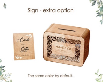 Boîte à Cartes De Mariage En Bois Alnicov - Avec Serrure Et Panneau Décoratif - Style Rustique