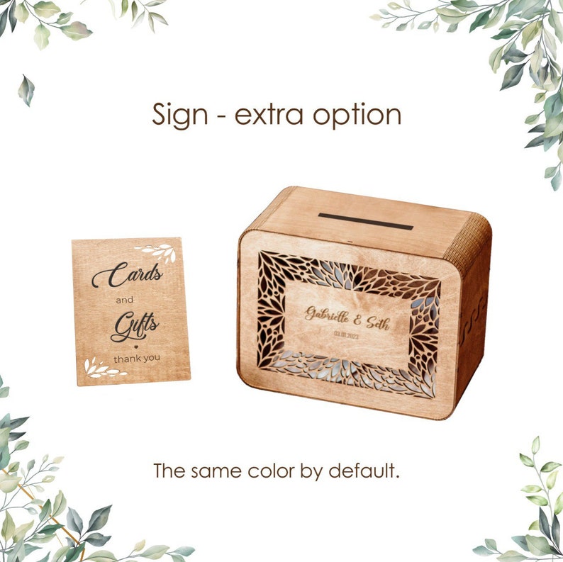 Wedding Card Box with Slot, Rustic Wedding Gift Box, Custom Wooden Card Box, Personalized Wedding Gift, Boho Wedding Décor image 4