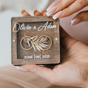 Personalized Wedding Ring Box, Ring Bearer Pillow, Wooden Ring Box with Acrylic Glass Cover, Engagement Ring Box, Ring Box Proposal Unique