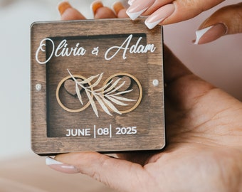 Personalized Wedding Ring Box, Ring Bearer Pillow, Wooden Ring Box with Acrylic Glass Cover, Engagement Ring Box, Ring Box Proposal Unique