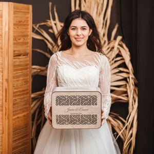 Wedding Card Box with Slot, Rustic Wedding Gift Box, Custom Wooden Card Box, Personalized Wedding Gift, Boho Wedding Décor image 8