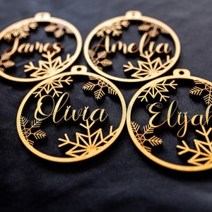 Custom Name Holiday Décor Christmas Tree Ornaments Nordic Holiday Décor Personalized Christmas Ornaments Laser Cut Wood Snowflakes image 5