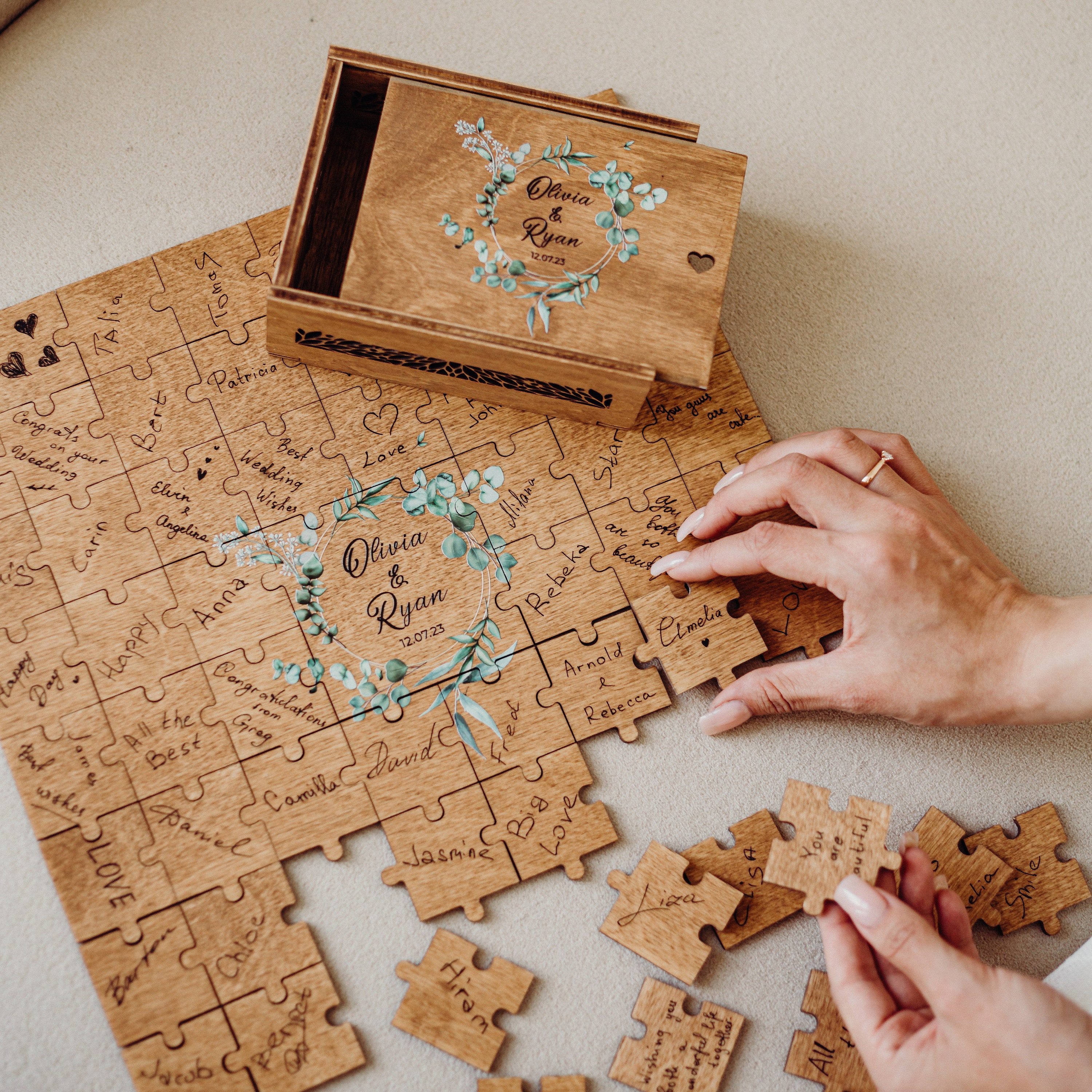 Hochzeitsgästebuch Puzzle mit Box: Individuelles Fotopuzzle