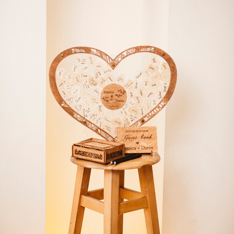 Heart Shaped Drop Box Guest Book With Hearts Wedding Guest Etsy