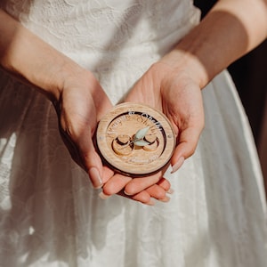 Wedding Ring Box with Glass Lid, Custom Hexagon Ring bearer box, Personalized Wedding Ceremony Acrylic Ring Box, Ring Bearer Pillow 画像 7