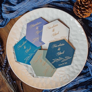 Wedding favors for guests in bulk, wedding coasters, personalized wedding gifts, custom name gifts, classical wedding decorations, drink coasters for wedding, unique wedding gift