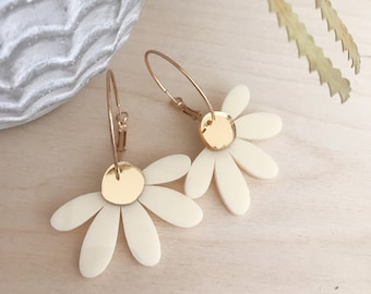Daisy Statement Earrings · Cream + Gold Daisy Hoop Earrings · Flower Statement Earring
