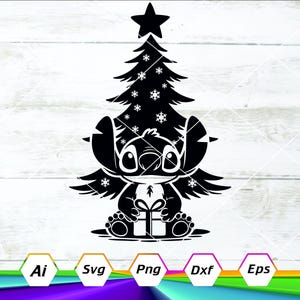 Stitch Svg, famille Ohana svg, Noël Stitch Ohana Svg, Ohana signifie famille Svg, fichier de coupe Cricut, téléchargement numérique, Svg, Dxf, Eps, Ai, Png