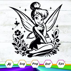 Pliki ClipArt SVG i PNG Dzwoneczek, Believe SVG, Peter Pan SVG, Obrazy do druku, Pobieranie cyfrowe, Plik do cięcia Cricut, SVG, Dxf, Eps, Ai, Png