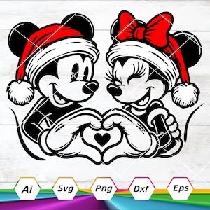 Mikey Mouse Svg, archivo de corte de Minnie Mouse, Navidad de Minnie Mouse, Minnie Mouse Cricut, clipart de Minnie Mouse, Svg, Dxf, Eps, Ai, Png