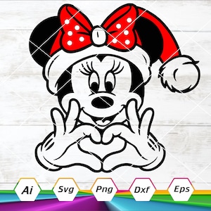 Fichier de coupe Minnie Mouse, Minnie Mouse, Noël Minnie Mouse, Minnie Mouse Cricut, clipart Minnie Mouse, Svg, Dxf, Eps, Ai, Png