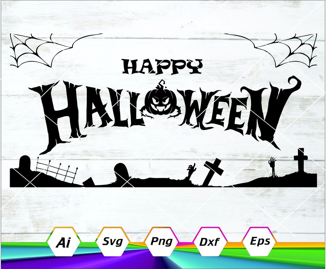 Happy Halloween Lettering, Scary Slogan Halloween Svg, Halloween Text ...