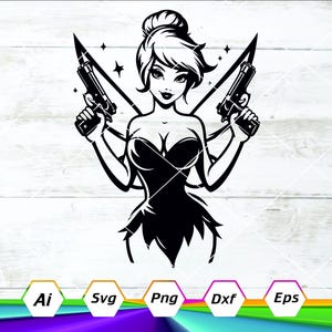 Fée clochette sexy fichiers clipart SVG & PNG, Believe svg, Peter Pan Svg, images imprimables, téléchargement numérique, fichier de coupe Cricut, Dxf, Eps, Ai, Png