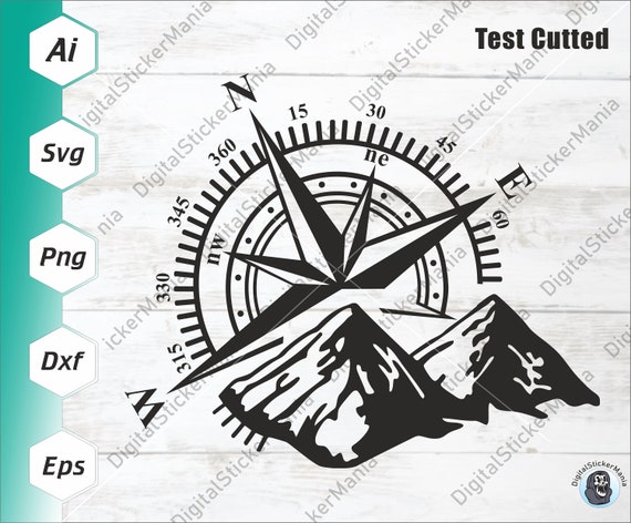Compass and Mountain Decal Stickers 4x4 Offroad Tuning 
