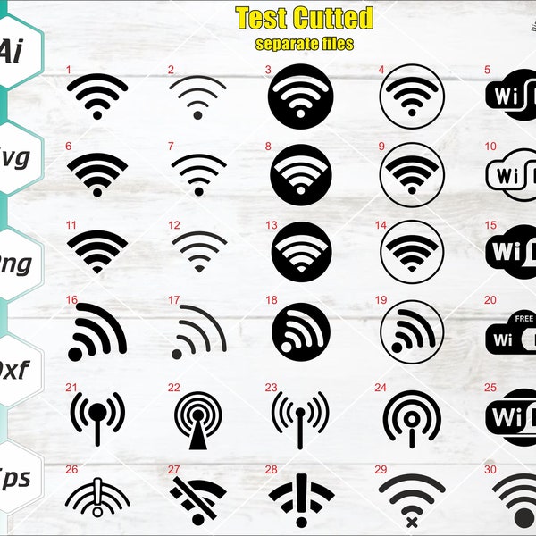 WiFi Signal Svg, Wifi Bundle Svg, Wifi Pack Svg, No Signal Svg, Free WiFi Icon Svg, WiFi Bars Svg, Cricut cutting files, Ai, Eps, Dxf, Png