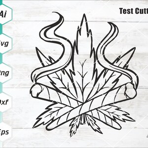Cannabis Blatt Rauchen zwei Gelenke svg, Weed Blatt svg, 420 Hanmp Ganja Gemeinsamer Hash Pot Stoned, Cricut schneiden Dateien, Ai, Eps, Dxf, Png, svg