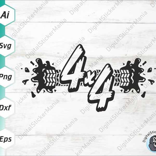 4x4 offroad Decal Tire tracks Cut File SVG, 4x4 Sticker, Compatible for all Cutters, Printers, CNC Routers