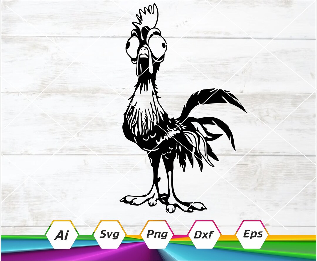 Moana Svg, Hei Hei Svg, Funny Chicken Svg, Crazy Chicken Svg, Cartoon ...