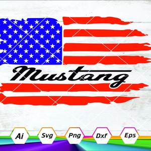 Mustang Svg, Mustang Car Logo Svg, Ford Mustang Svg, Mustang USA Vlag Silhouet, Auto Logo Svg, Digitale Download, Eps, Dxf, PNG, Ai