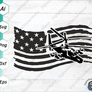 Bandera estadounidense Svg, Helicóptero Apache Svg, Cuatro de julio Svg, Día conmemorativo Svg, EE. UU. Svg, Tributo Svg, Todos los cortadores, Silueta, Cricut