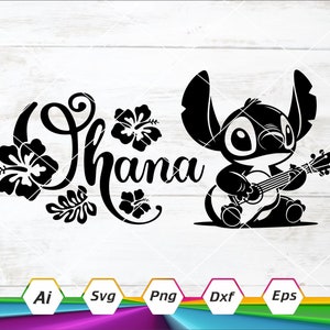 Stitch Svg, Ohana svg, Stitch Ohana Svg, Ohana signifie famille Svg, fichier de coupe Cricut Silhouette, téléchargement numérique, Svg, Dxf, Eps, Ai, Png