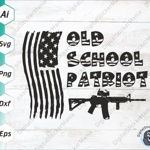 Bandera estadounidense Svg, Old School Patriot Svg, Tributo Svg, Memorial Day Svg, Cuatro de julio Svg, Ejército Svg, Todos los cortadores, Silueta, Cricut