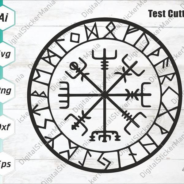 Viking protection rune svg, Old norse svg, Vegvisir viking talisman svg, Car sticker decal, Cricut cut file, Svg, Dxf, Eps, Ai, Png