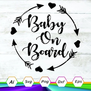 Baby On Board Svg, naklejka Baby on board, naklejka Baby on board, znak Baby car Svg, plik do cięcia Silhouette Cricut, Svg, PNG, Eps, Dxf, Ai