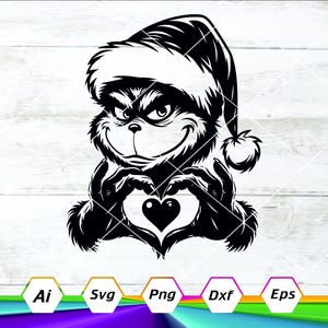 Grinch Svg, Grinch plik do cięcia, Grinch Boże Narodzenie, Grinch Xmas, Grinch Cricut, Grinch clipart, Pobieranie cyfrowe, Svg, Dxf, Eps, Ai, Png