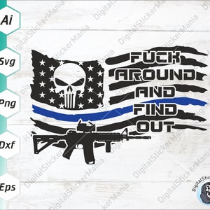 Bandera de EE. UU. Punisher Svg, Bandera de EE. UU. Svg, Fck Around and Find Out Svg, Punisher Skull, Skull Svg, Archivo recortado, Silueta, Cricut Ai, Eps, Dxf