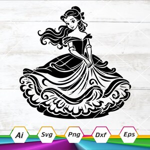 La Bella y la Bestia Svg, Bella Svg, Rosa Encantada Svg, Silueta Svg, Archivo de corte Cricut, Descarga digital, Svg, Dxf, Eps, Ai, Png